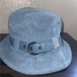 Coach Blue Suede Vintage Bucket Hat with Buckle